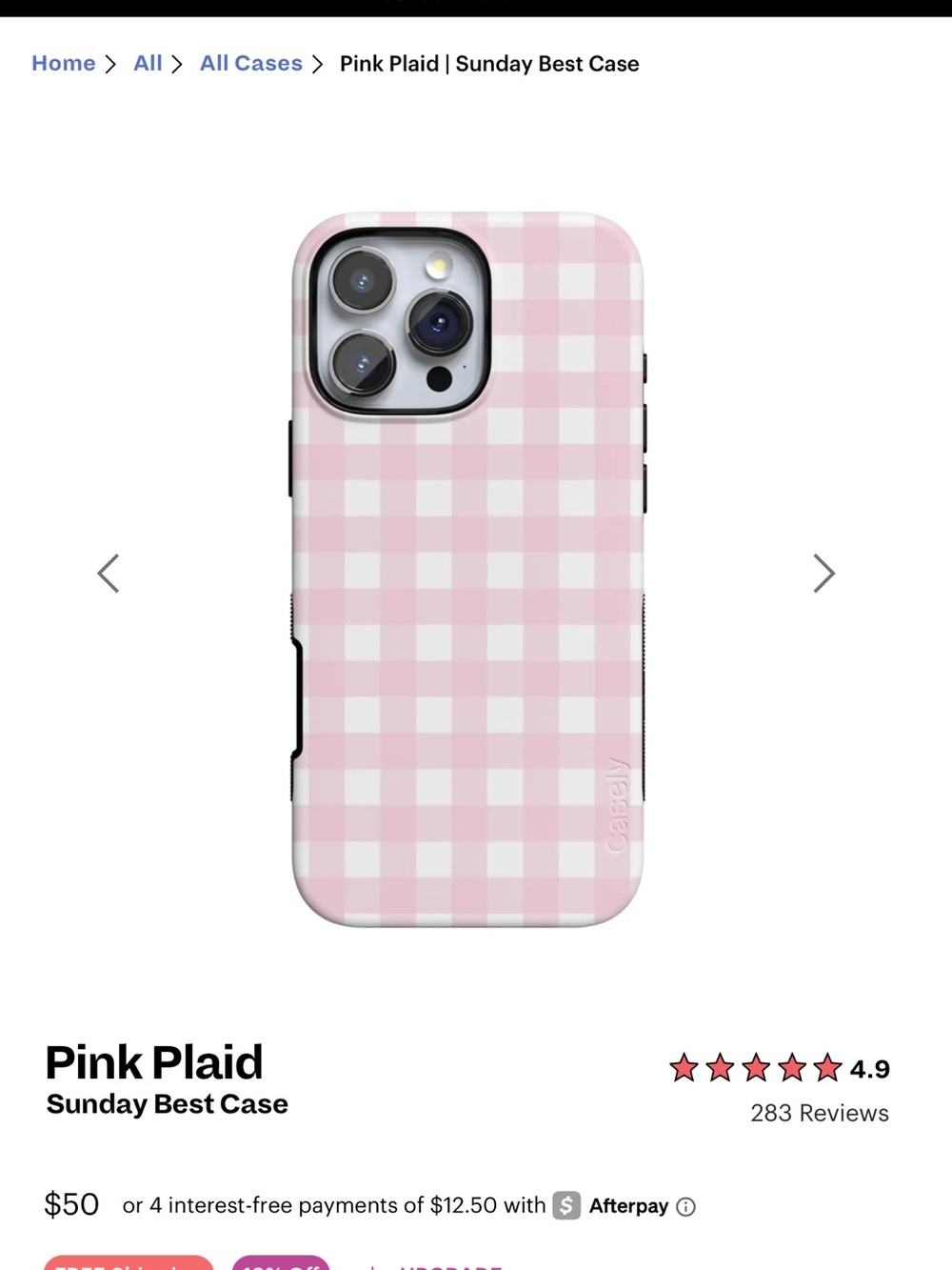 Casely - pink plaid case